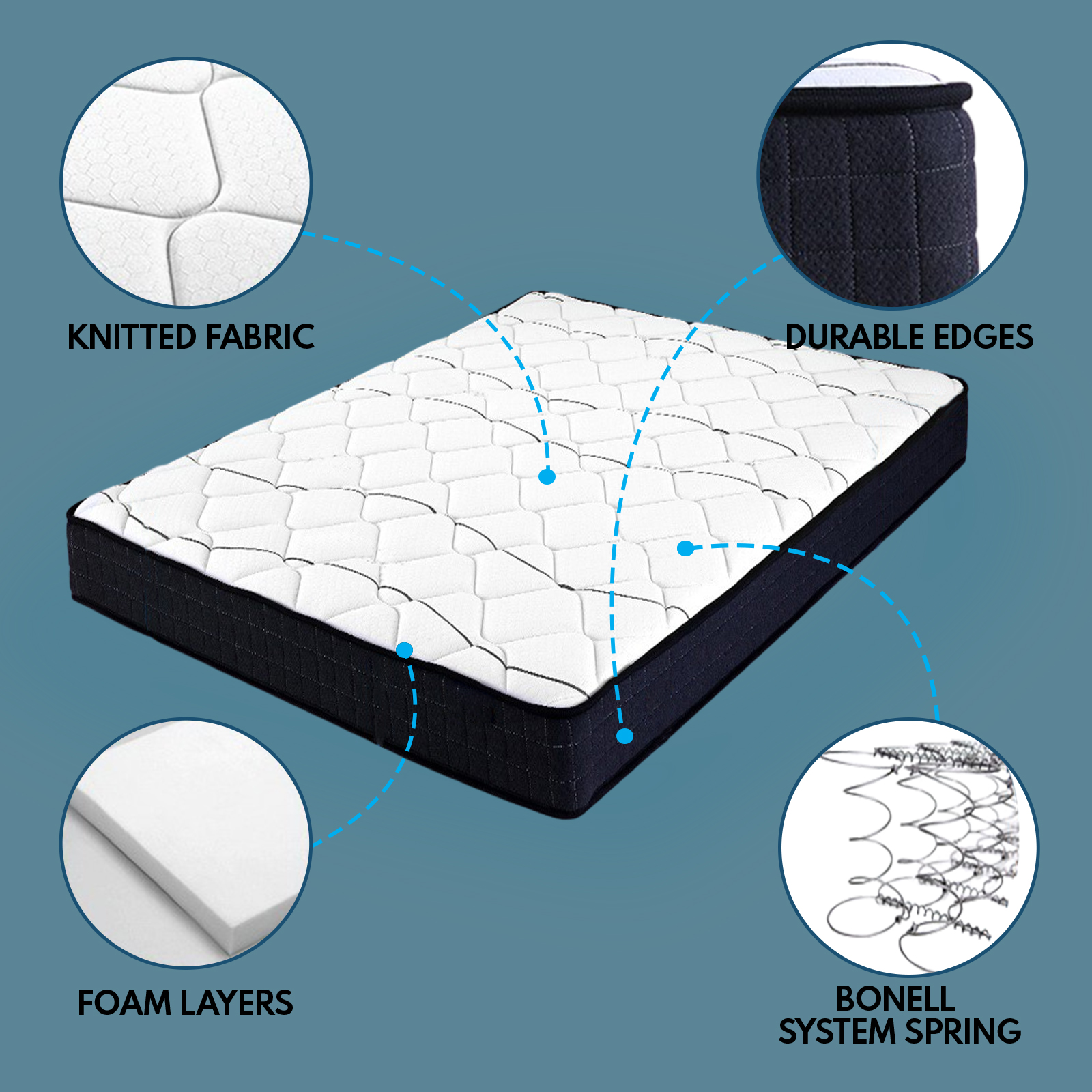 Single Size Mattress Bed Medium Firm Foam Bonnell Spring High Density Foam 16cm