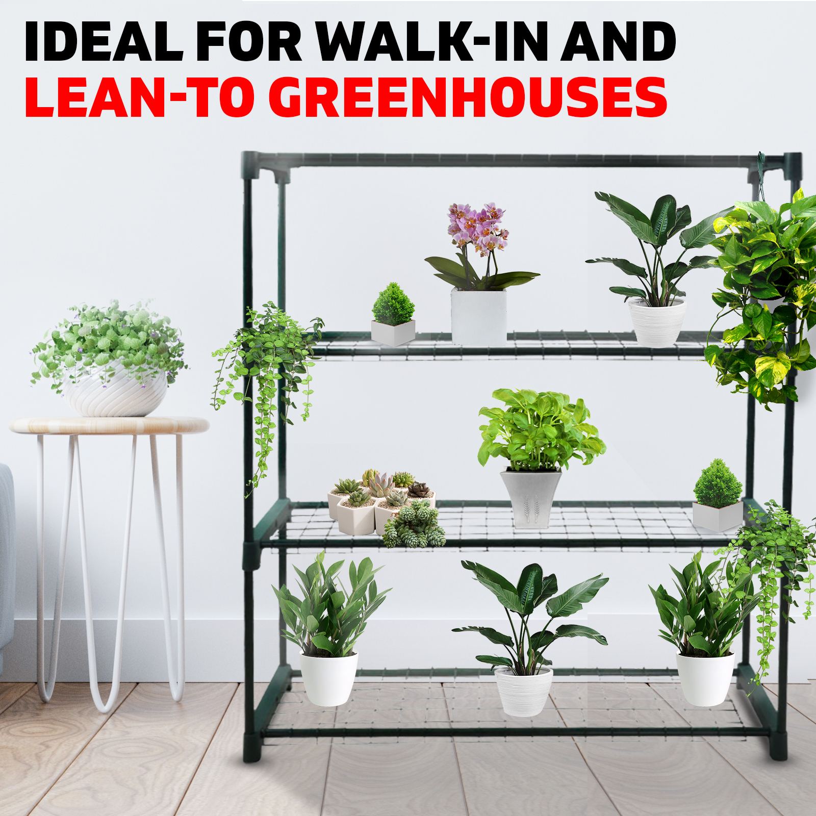 4 TIER FLOWER STAGING DISPLAY GREENHOUSE STAGING RACKING SHELVING METAL 