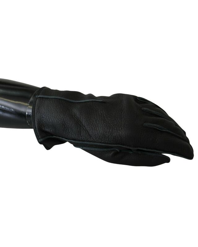 100% Authentic Dolce &amp; Gabbana Black Biker Gloves - Leather 10 Men