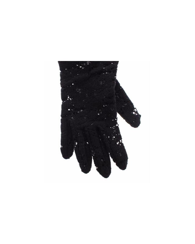 Luxury Black Wool Lace and Xiangao Lamb Fur Gloves 7.5 Women