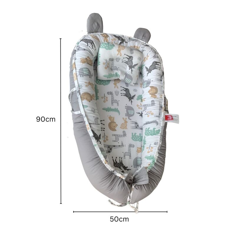 Gominimo Breathable Material Hidden Zipper Portable Baby Lounger & Baby Nest With Pillow (Animals)