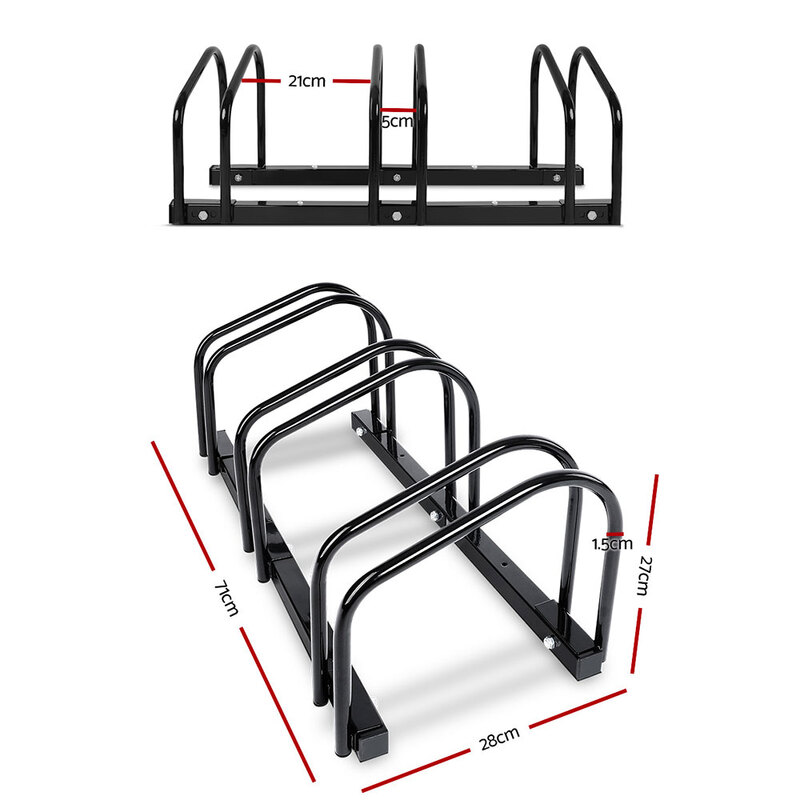 3 Parking Portable Bike Rack Bicycle Instant Storage Stand - Black