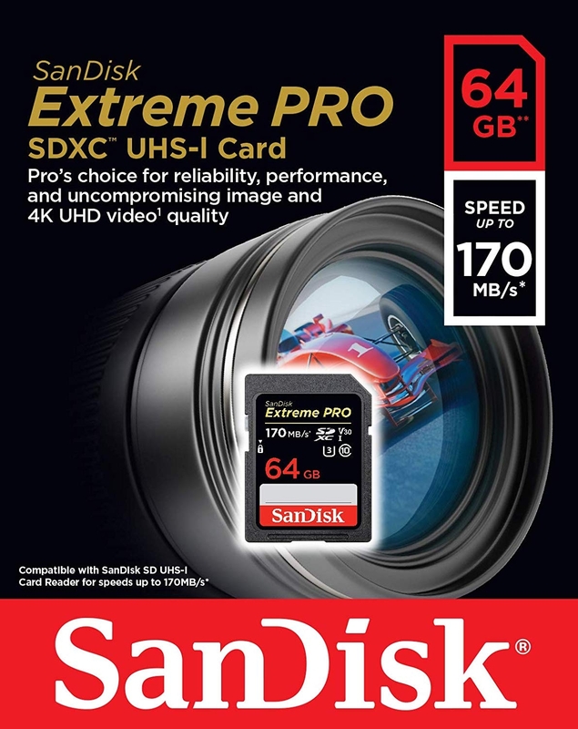 SANDISK SDSDXXY-064G-GNCIN SDXC Extreme Pro V30 4K/UHD UHS-I/U3 170MB