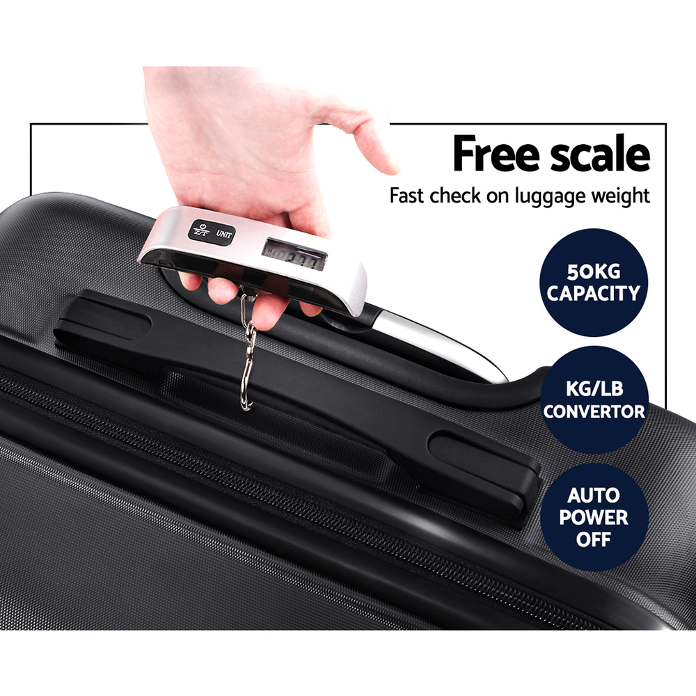 Wanderlite 2PCS Carry On Luggage Sets Suitcase TSA Travel Hard Case Lightweight Black