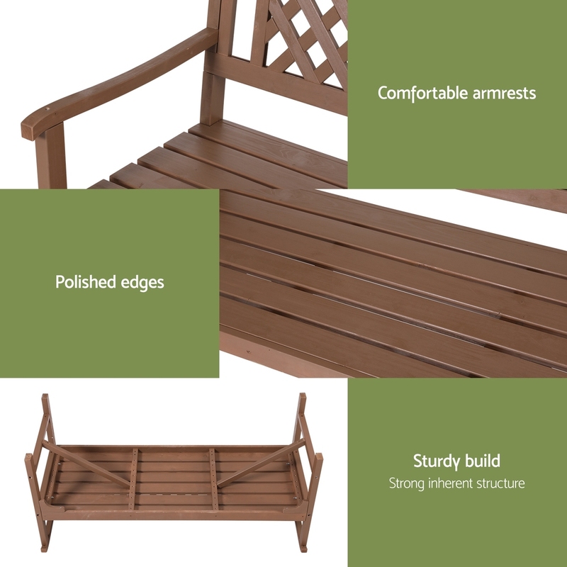 Gardeon Wooden Garden Bench 3 Seat Patio Furniture Timber Outdoor Lounge Chair Natural