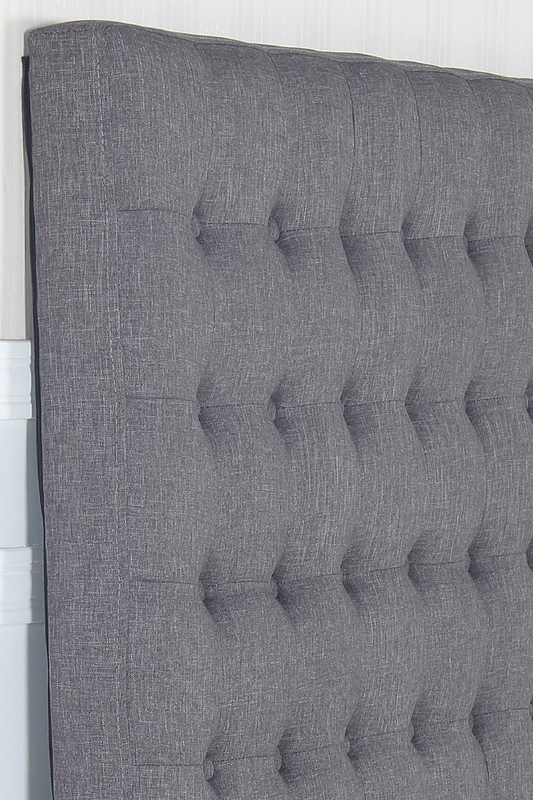 Bed Head Queen Charcoal Headboard Upholstery Fabric Tufted Buttons