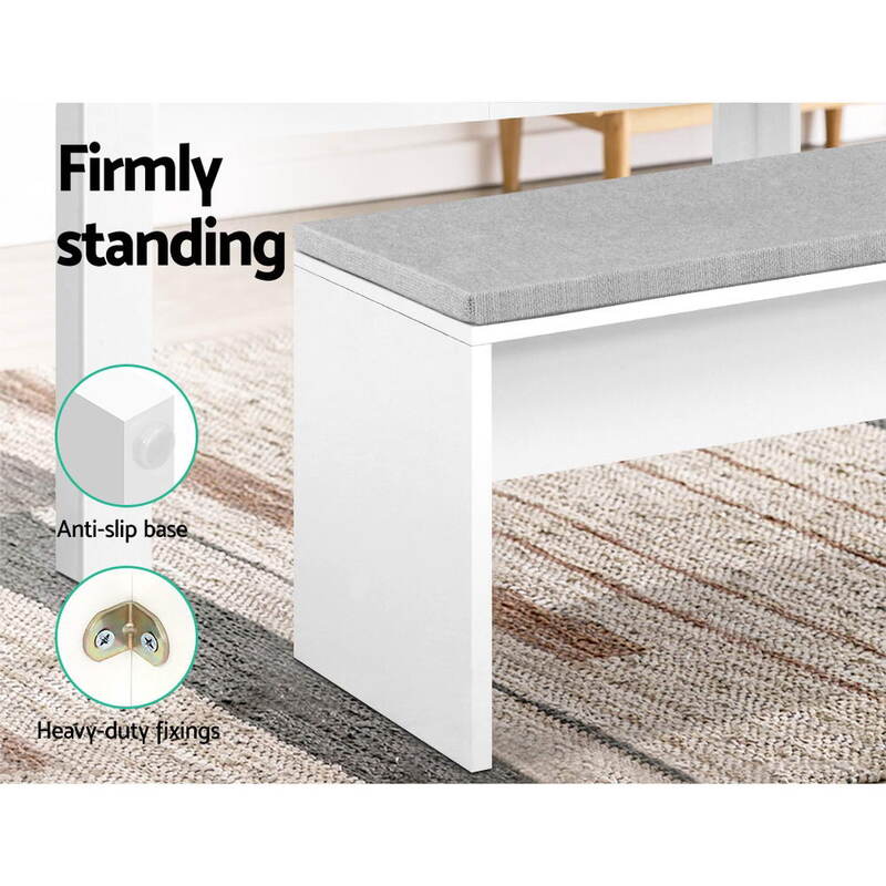 Artiss Dining Bench Upholstery Seat Stool Chair Cushion Furniture White 90cm