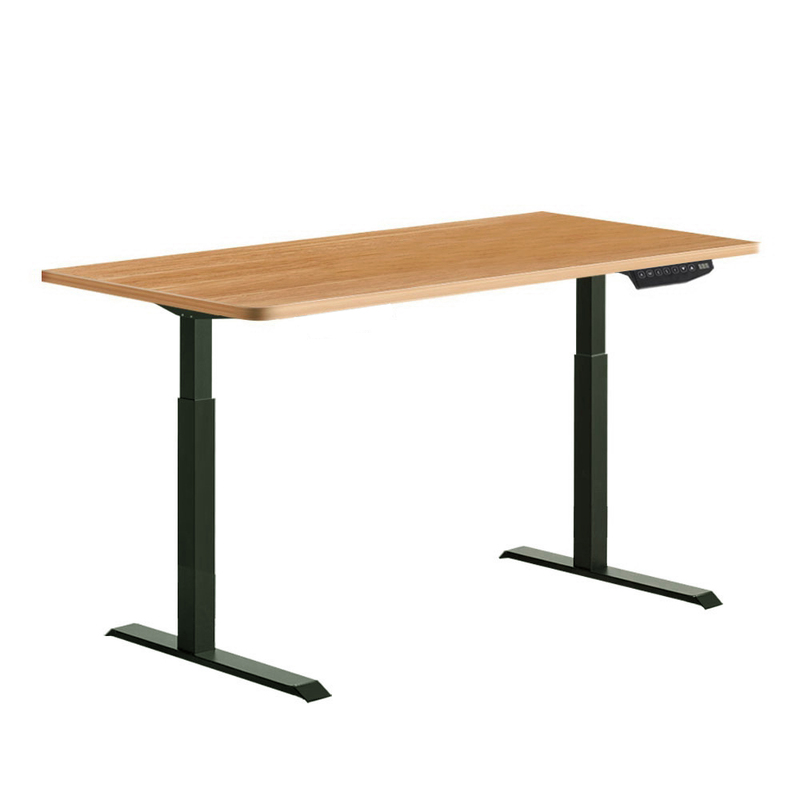 Artiss Standing Desk Adjustable Height Desk Dual Motor Electric Black Frame Oak Desk Top 140cm