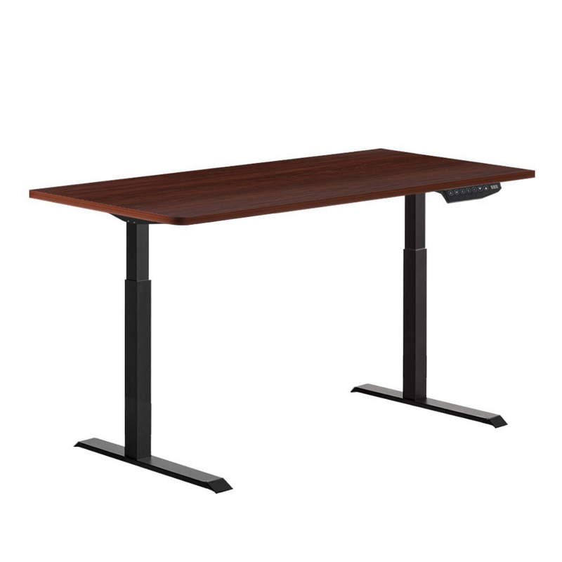 Artiss Standing Desk Adjustable Height Desk Dual Motor Electric Black Frame Walnut Desk Top 140cm