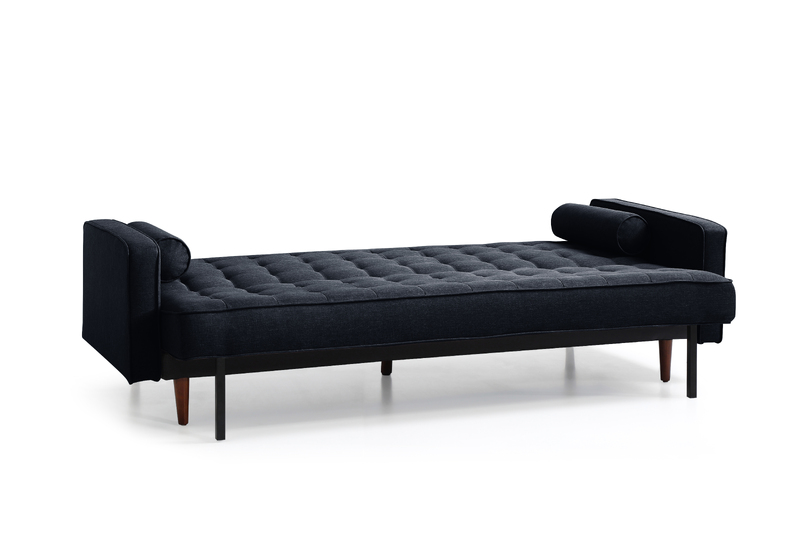 Sofa Bed 3 Seater Button Tufted Lounge Set for Living Room Couch in Velvet Black Colour