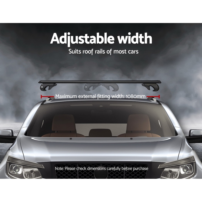 Universal Car Roof Racks Pod Aluminium Cross Bars Adjustable 108cm Black