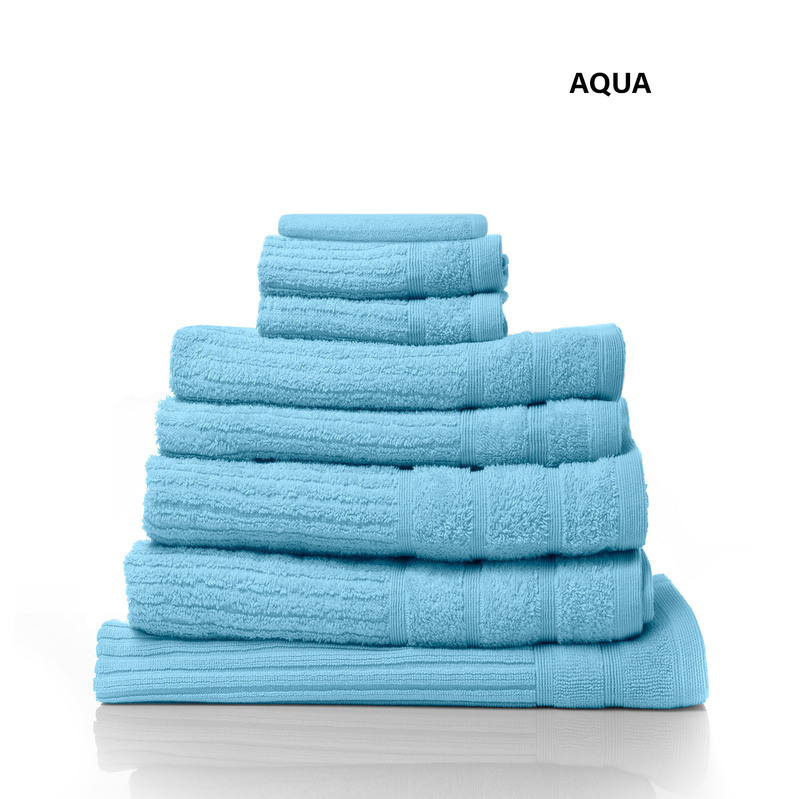 Royal Comfort Eden Egyptian Cotton 600GSM 8 Piece Luxury Bath Towels Set - Aqua