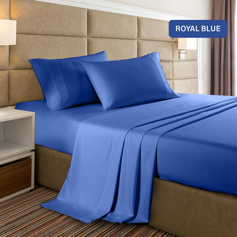 Casa Decor 2000 Thread Count Bamboo Cooling Sheet Set Ultra Soft Bedding - King - Royal Blue