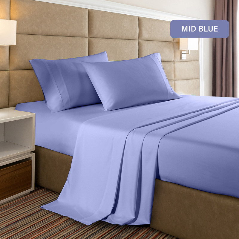 Casa Decor 2000 Thread Count Bamboo Cooling Sheet Set Ultra Soft Bedding - Double - Mid Blue