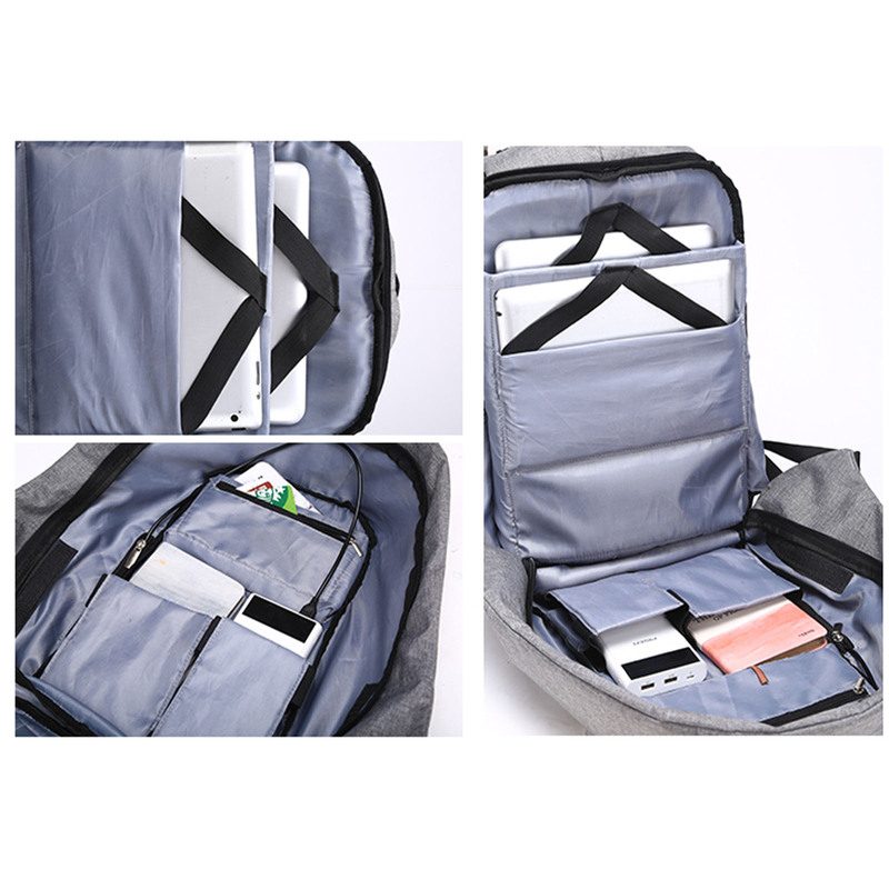 Anti Theft Backpack Waterproof bag School Travel Laptop Bags USB Charging - Grey