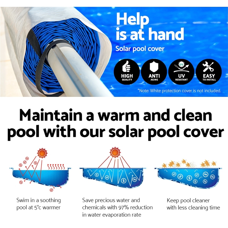 Aquabuddy Pool Cover 500 Micron 10.5x4.2m Swimming Pool Solar Blanket 5.5m Roller