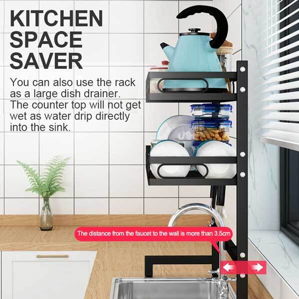 65cm tier Over Single Sink Dish Drying Rack Drainer Kitchen