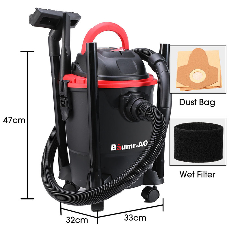 Baumr-AG 20L 1200W Wet and Dry Vacuum Cleaner, with Blower, for Car, Workshop, Carpet