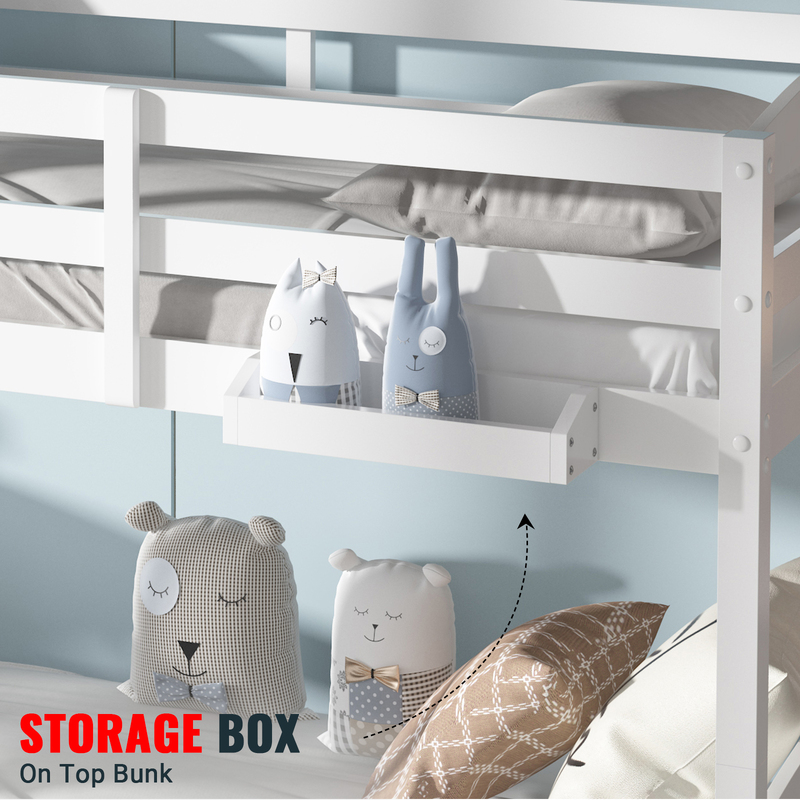 Royal Sleep Bunk Bed w/ Trundle Solid Pine Frame Children Bedroom Kids Furniture