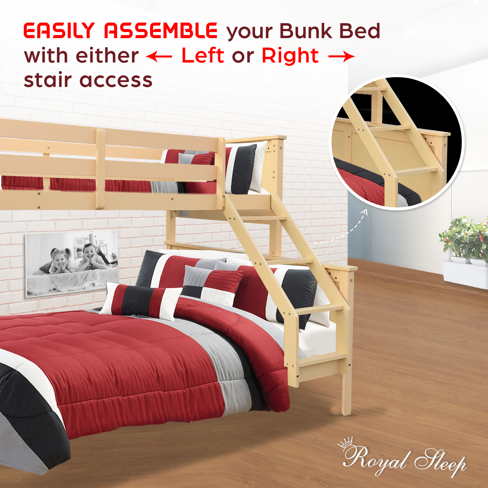 NEW Bunk Bed Double Single Frame Solid Pine Children Beds Kids Bedroom Furniture