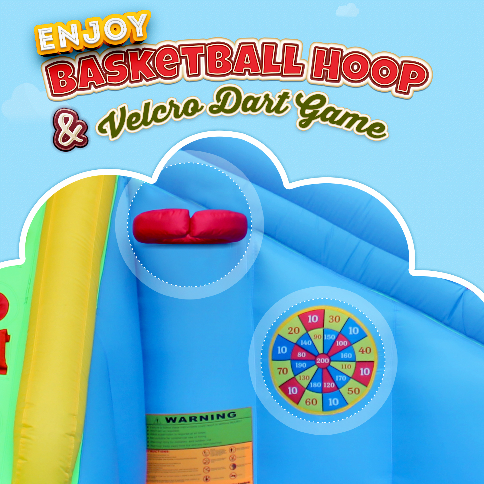 Jump 4 Fun Water Slide Jumping Castle Pool with Velcro dart game and water gun