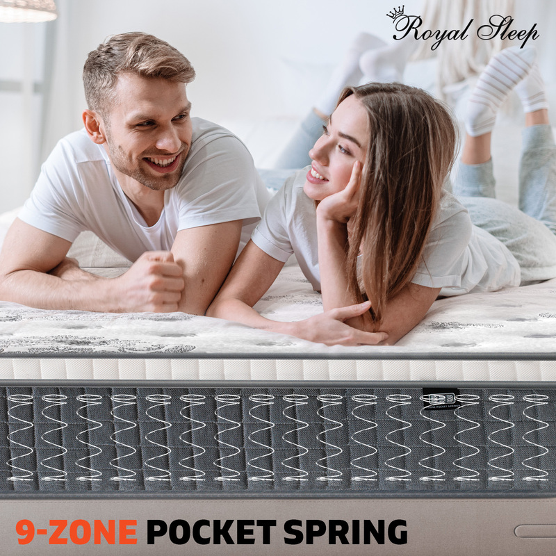 DOUBLE Size Foam Mattress Bed Euro Top 9 Zone Pocket Spring 34cm