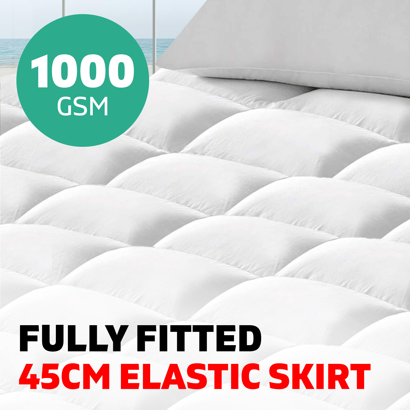 Single Bed Mattress Topper Bamboo Fibre Pillowtop Protector 5cm Thick Soft