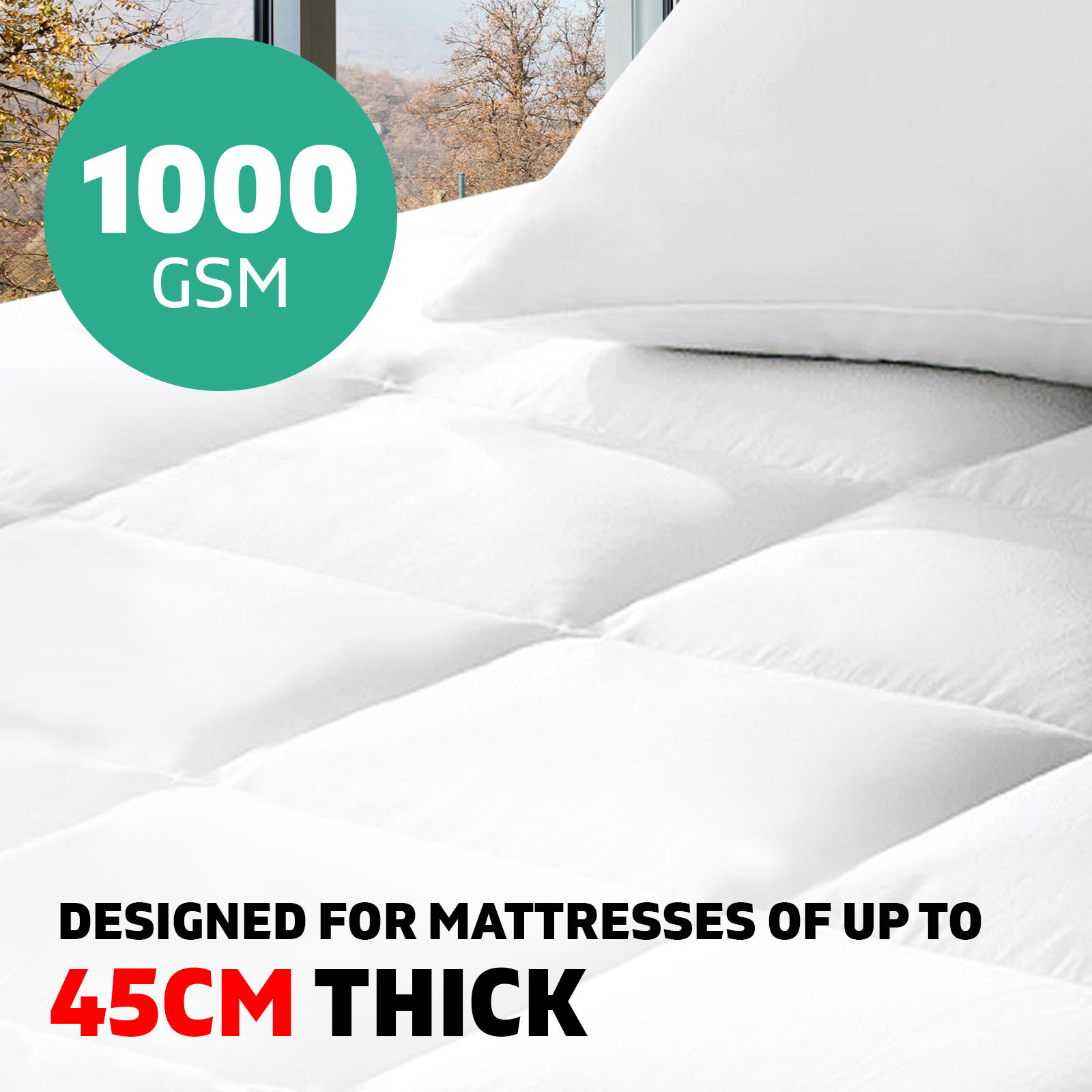 KING Mattress Topper Duck Feather Down 1000GSM Pillowtop Soft 5cm