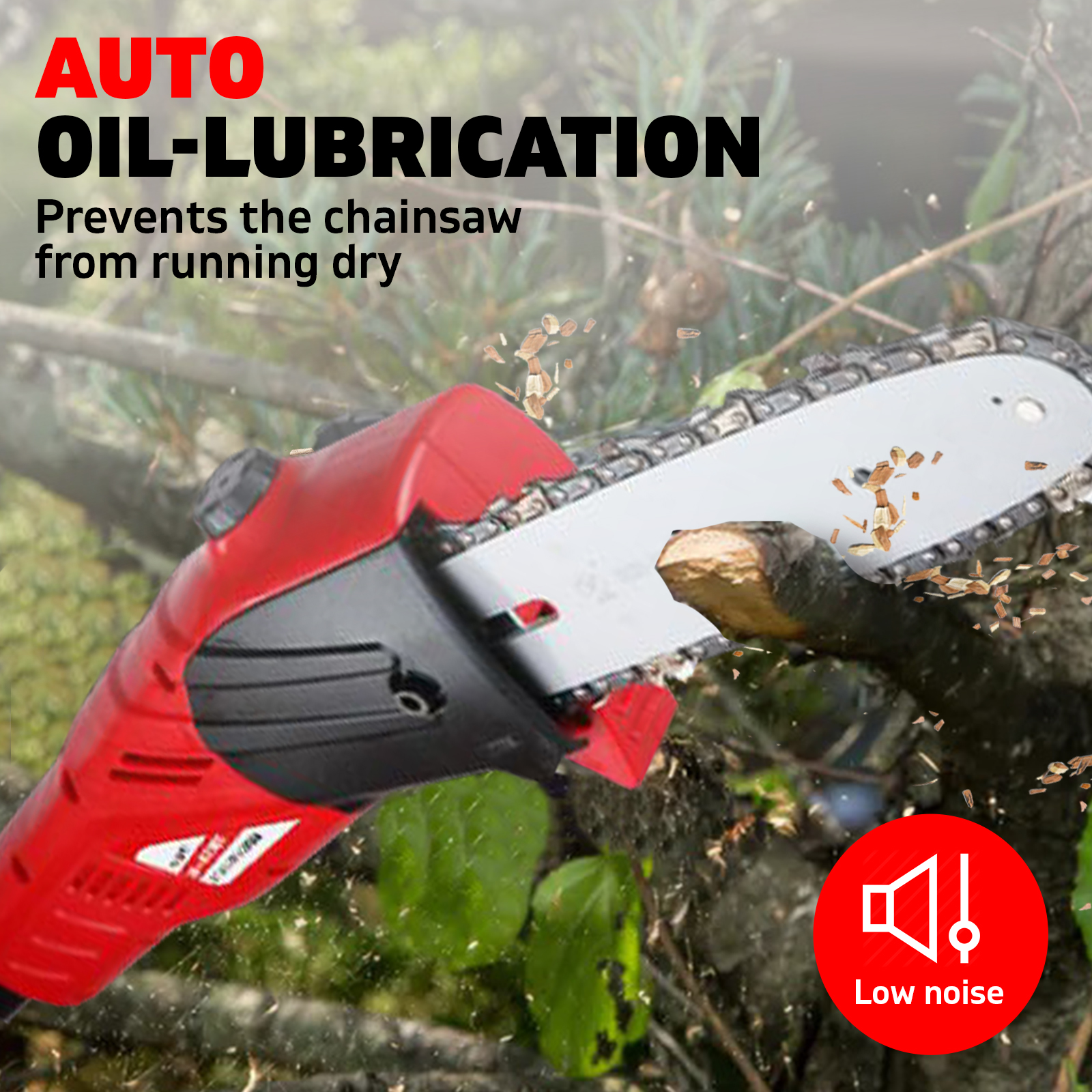 20V 1500mAh Lithium Cordless Electric Chainsaw Compact 8”bar and chain