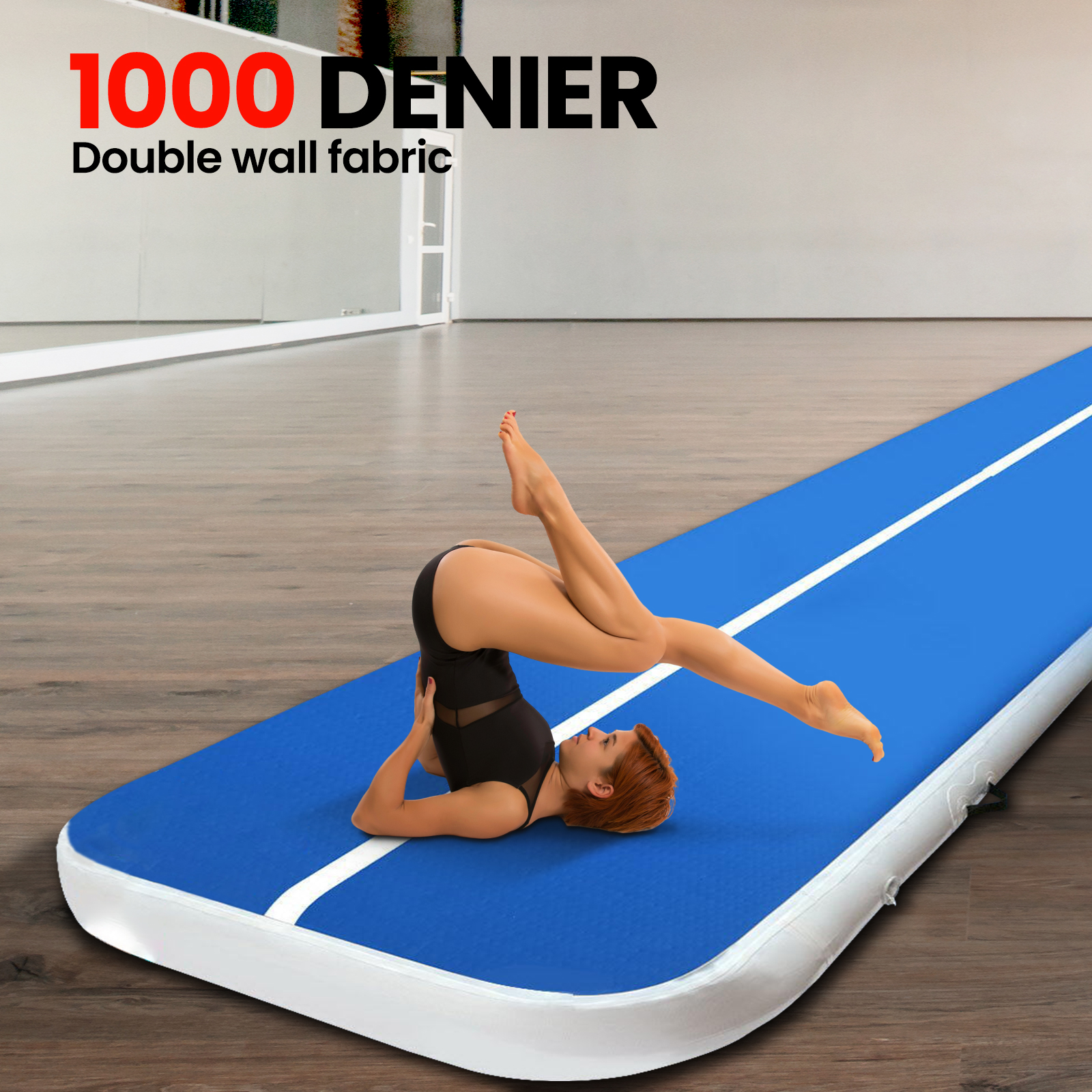 Inflatable Air Track Mat 20CM Thick with Pump Tumbling Gymnastics Blue 5X1M