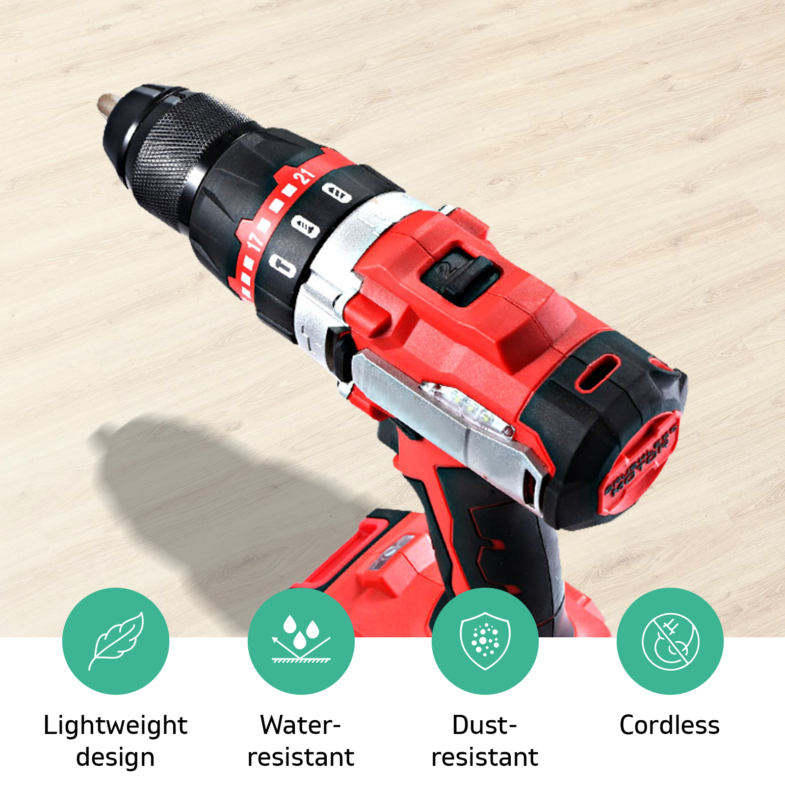 Electric Impact Drill 20V 1500mAh Lithium-ion Battery Cordless Lightweight