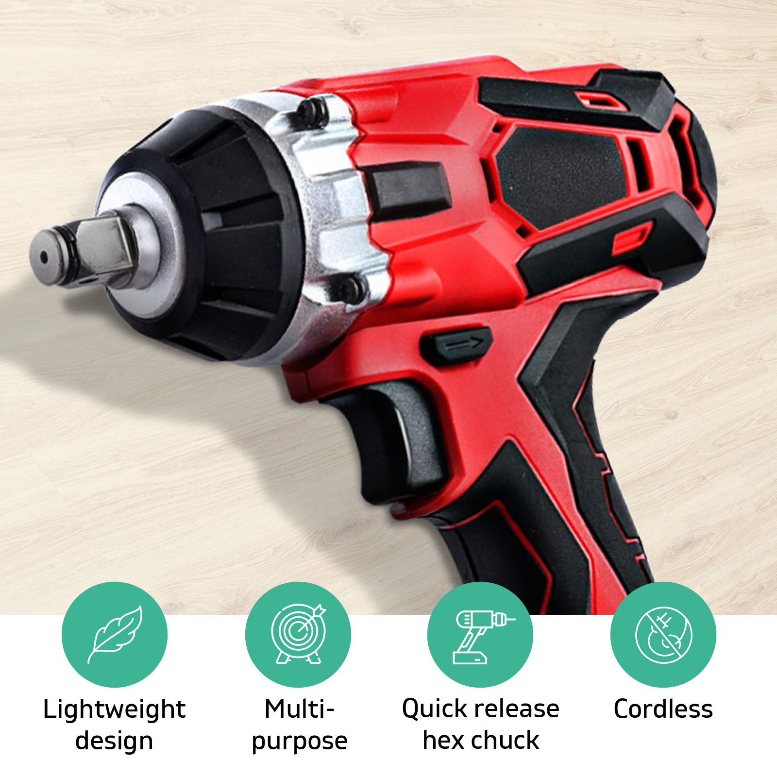 Impact Wrench 20V Cordless Rattle Gun Sockets Lithium-Ion Battery 