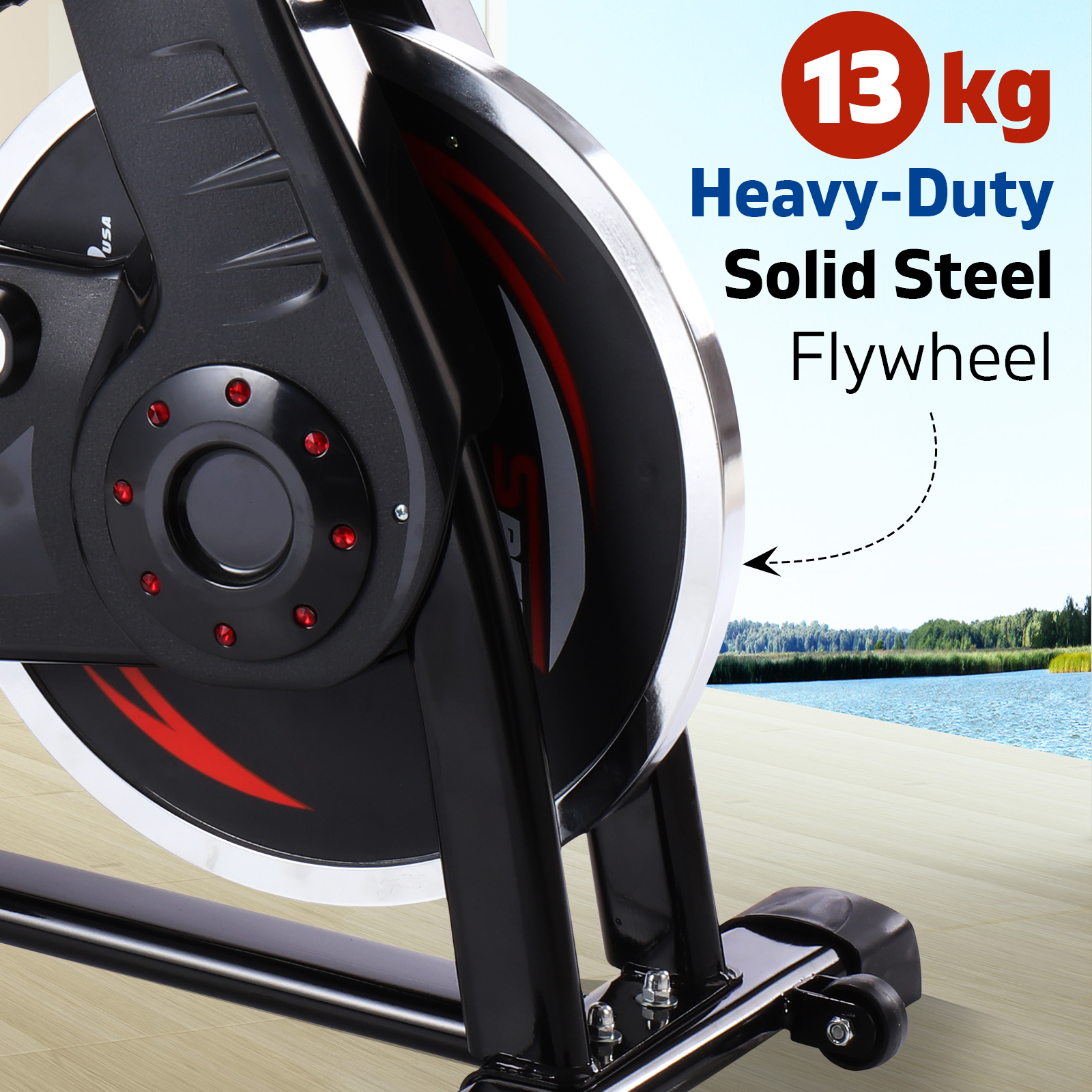 NORFLX Spin Bike Flywheel Commercial Gym Exercise Home Workout Bike Fitness Black