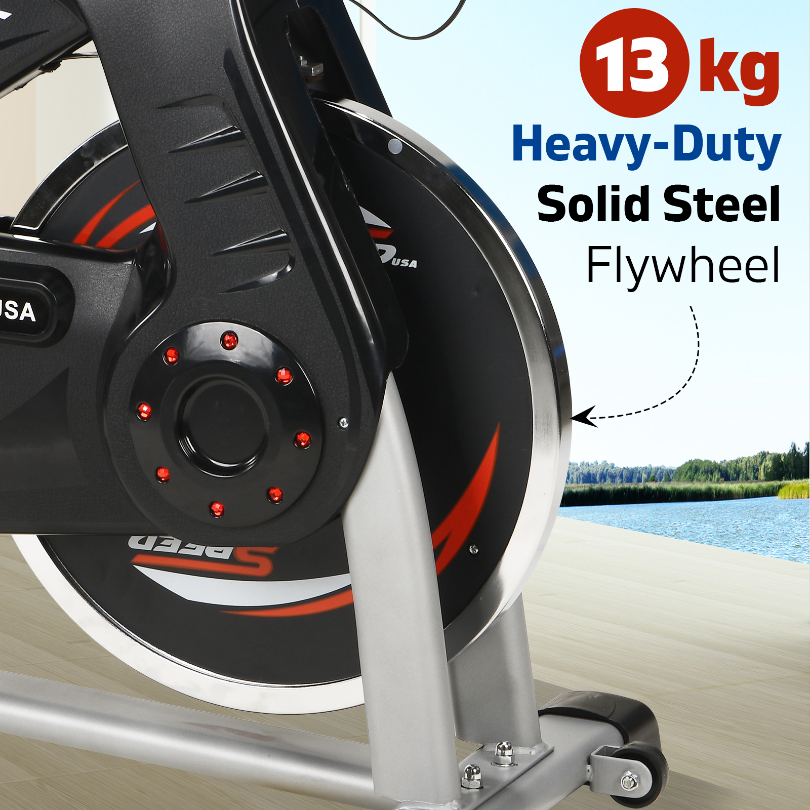 NORFLX Spin Bike Flywheel Commercial Gym Exercise Home Workout Bike Fitness Silver