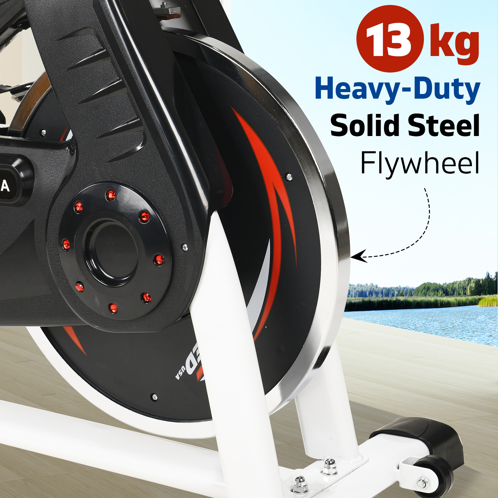 NORFLX Spin Bike Flywheel Commercial Gym Exercise Home Workout Bike Fitness White