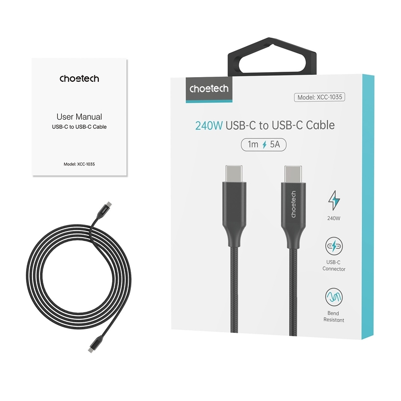CHOETECH XCC-1036 USB-C M to M PD3.1 240W Super Fast Charging Cable 2M 