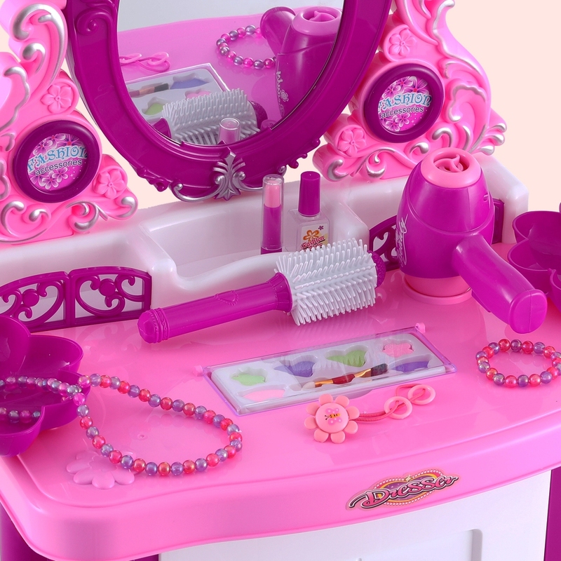 Keezi Kids Pretend Makeup Play Set Dressing Table Chair Girls Toys Children