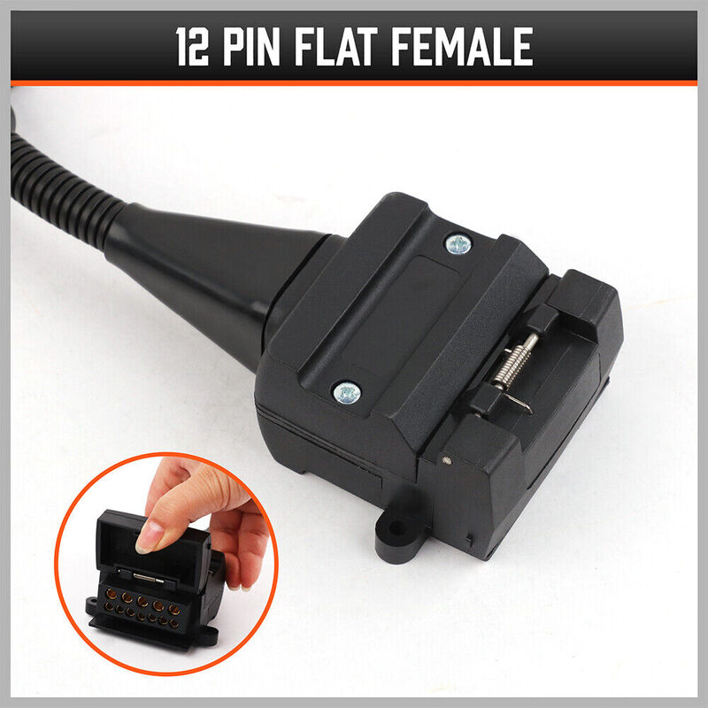  7 Pin Flat Plug to 12 Pin Flat Female Socket Adaptor Trailer Caravan Connector