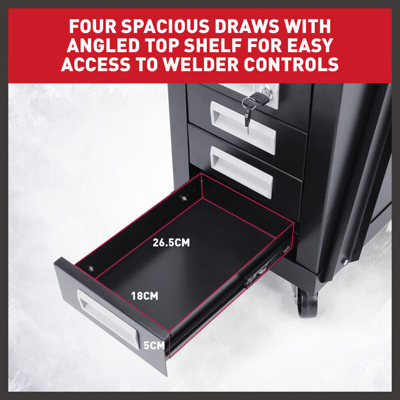  4-Drawer Welding Cart MIG Welder Trolley Cabinet TIG ARC MMA Plasma Cutter Bench
