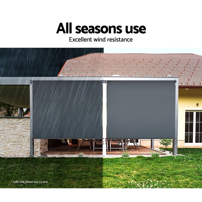 Instahut 2.4m x 2.5m Retractable Roll Down Awning - Grey