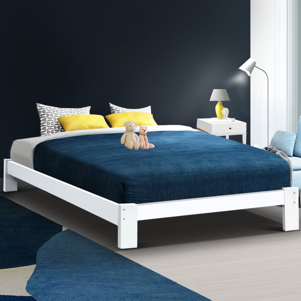 Artiss Bed Frame Double Size Wooden White JADE