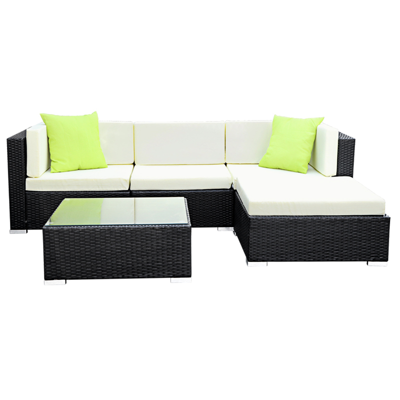 Gardeon 5PC Sofa Set with Storage Cover Outdoor Furniture Wicker