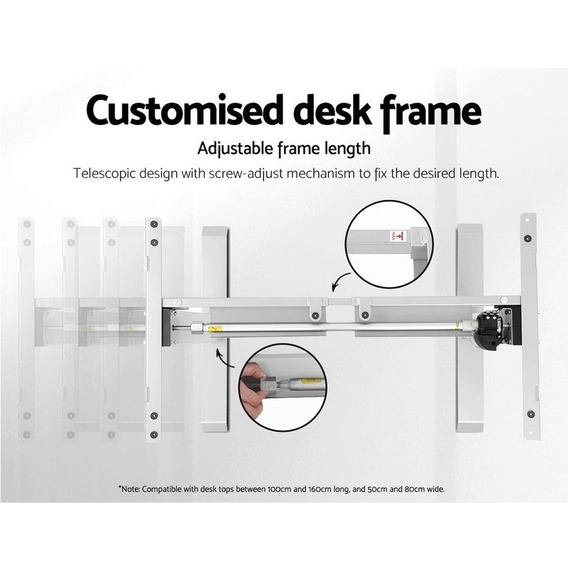 Artiss Standing Desk Adjustable Height Desk Electric Motorised White Frame Oak Desk Top 140cm