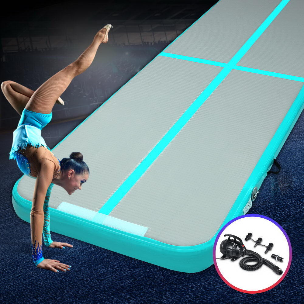Everfit GoFun 3X1M Inflatable Air Track Mat with Pump Tumbling Gymnastics Green