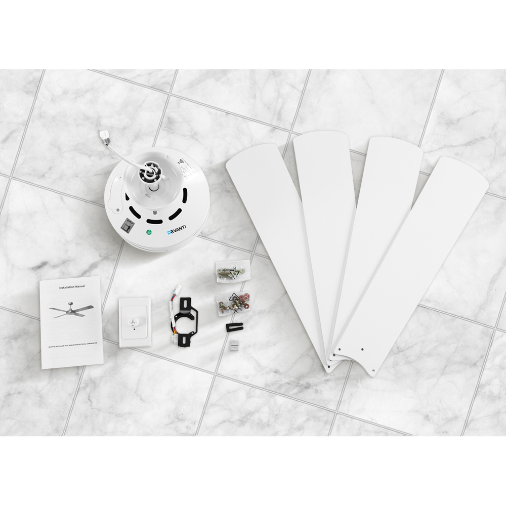 Devanti 52 Inch 1300mm Ceiling Fan Wall Control 4 Wooden Blades
