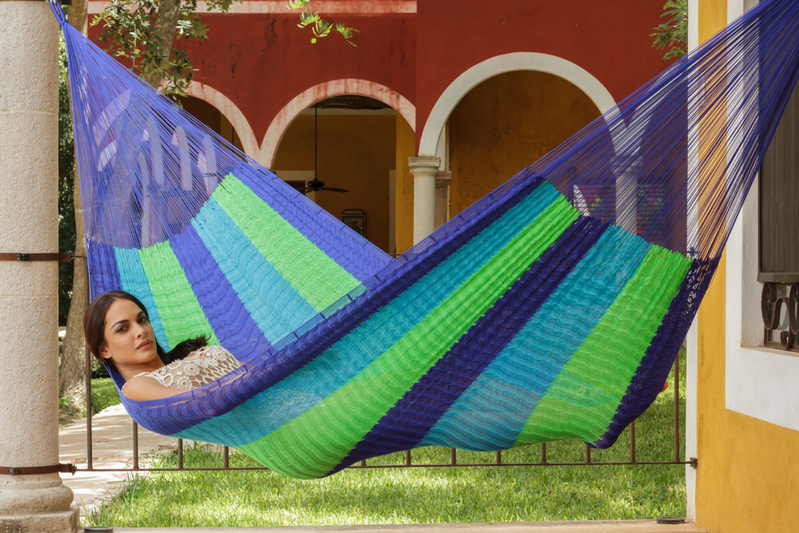 Mayan Legacy King Size Super Nylon Mexican Hammock in Oceanica Colour