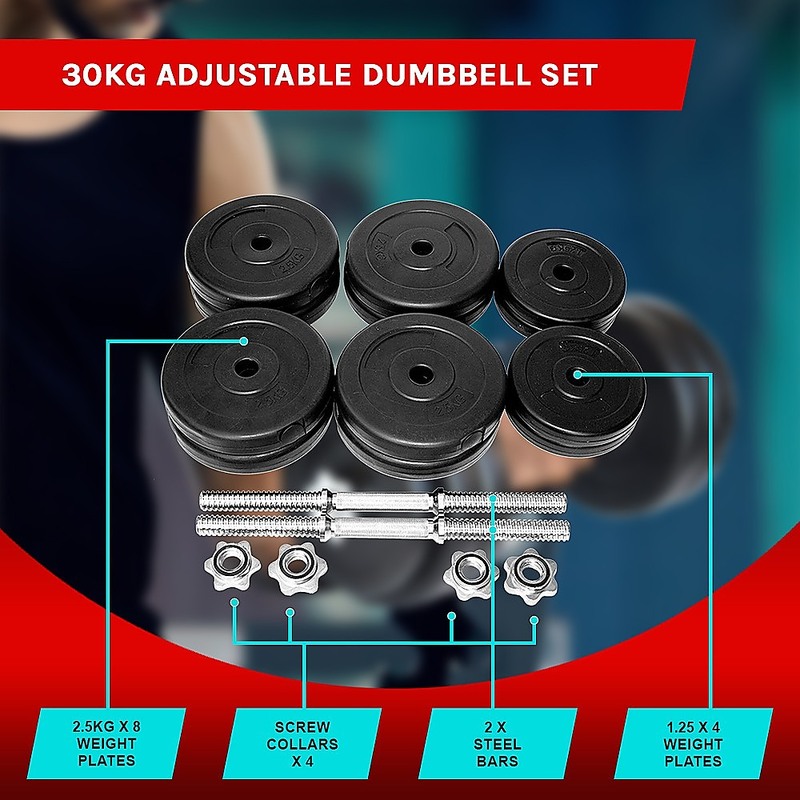 30KG Dumbbell Adjustable Weight Set