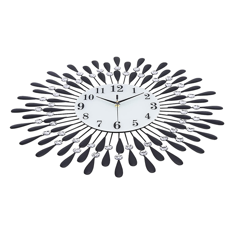 Large Modern 3D Crystal Wall Clock Luxury Art Metal Round Home Decor