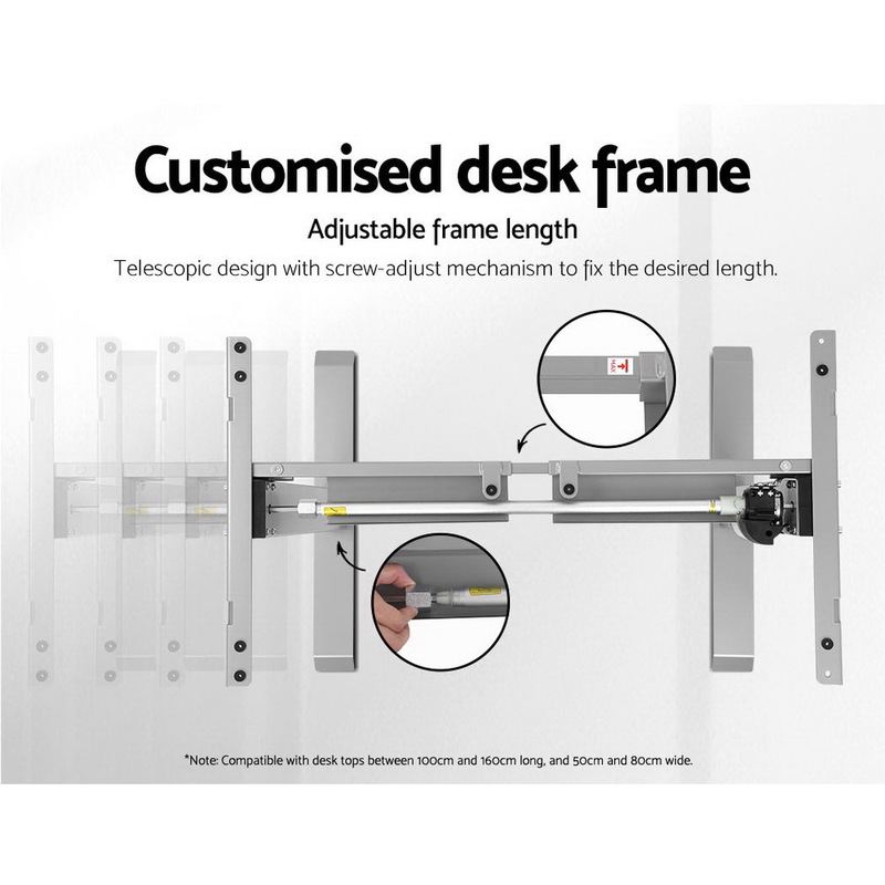Artiss Standing Desk Adjustable Height Desk Electric Motorised Grey Frame Oak Desk Top 120cm
