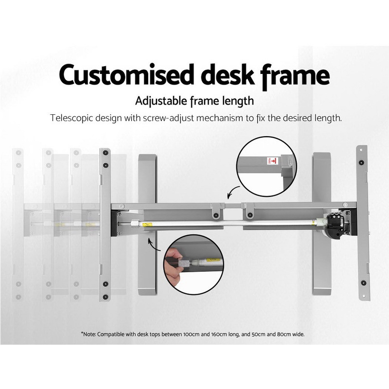 Artiss Standing Desk Adjustable Height Desk Electric Motorised Grey Frame Black Desk Top 120cm